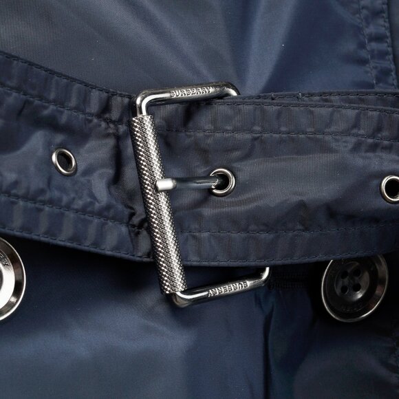 Burberry Brit Navy Double-Breasted Belted Short Rain Coat - Picture 7 of 13